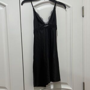 Victorias secrect Black Lace-Trim Satin Slip Dress lingerie
